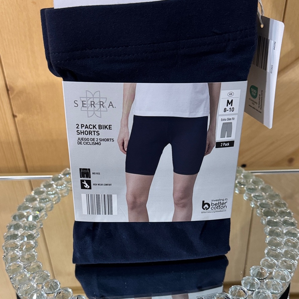 Serra Blue Athletic Shorts Stretchy Mid-Thigh